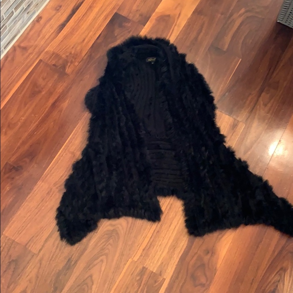 Black rabbit fur vest